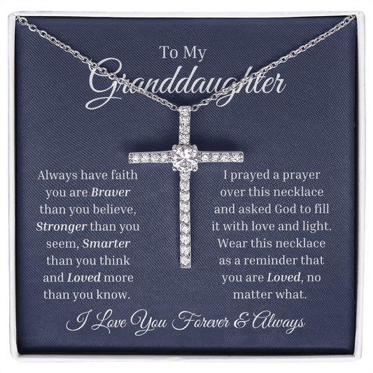 To My Granddaughter - Love & Light Cross Necklace - Granddaughter Gift