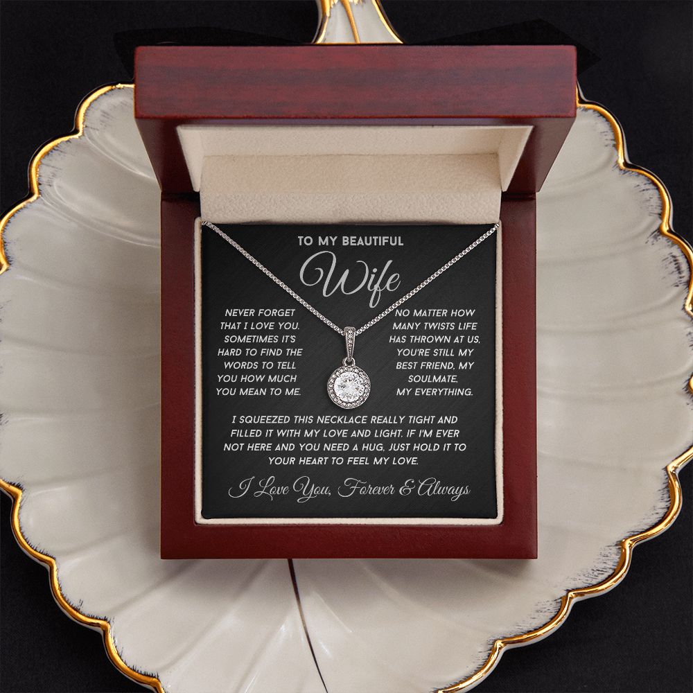 To My Wife Everlasting Love Necklace Gift For Her, Wife, Anniversary, Valentine, Birthday with Message Card