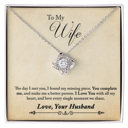 To My Wife - Love Knot Pendant Necklace - Gift for Wife