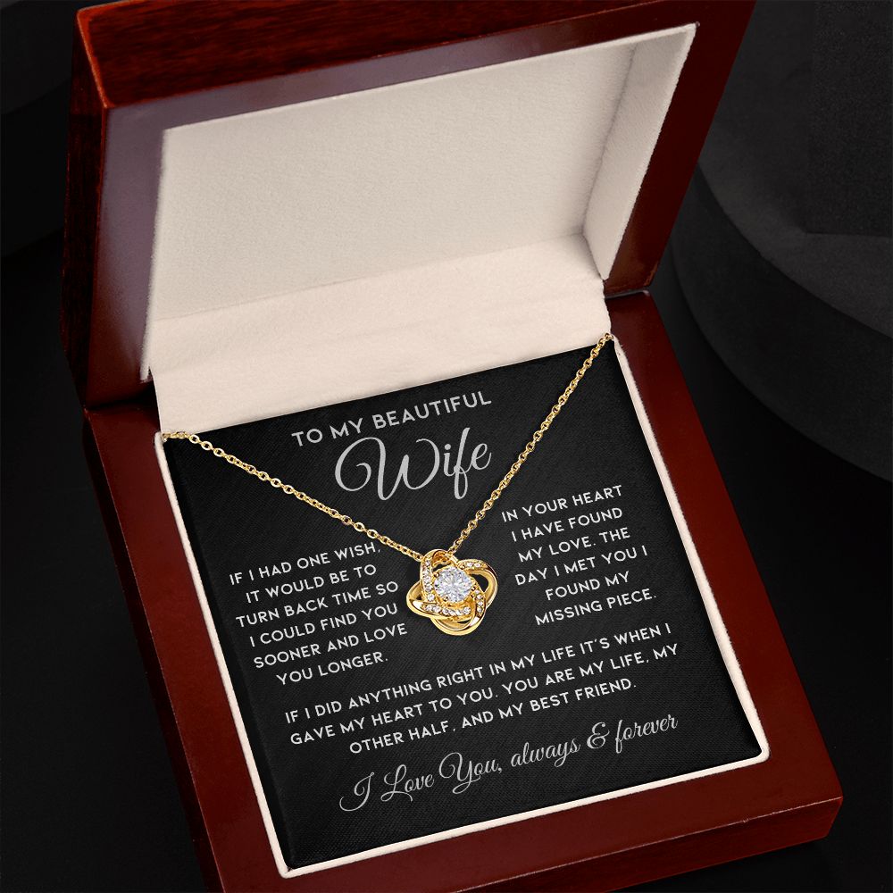 To My Wife - Love Knot Necklace w/ Message Card