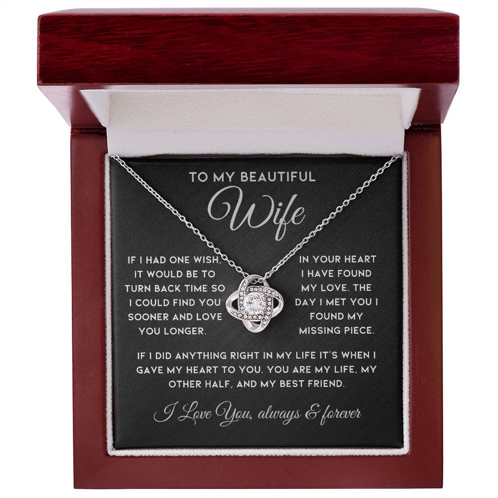 To My Wife - Love Knot Necklace w/ Message Card