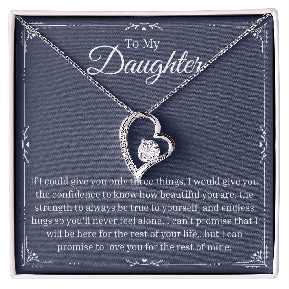 Heart Pendant Necklace w/ message - Gift for Daughter - Silver & Gold