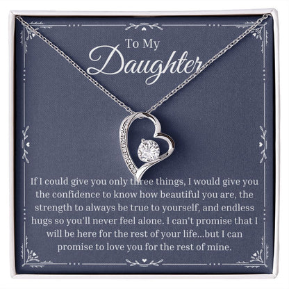 Heart Pendant Necklace w/ message - Gift for Daughter - Silver & Gold