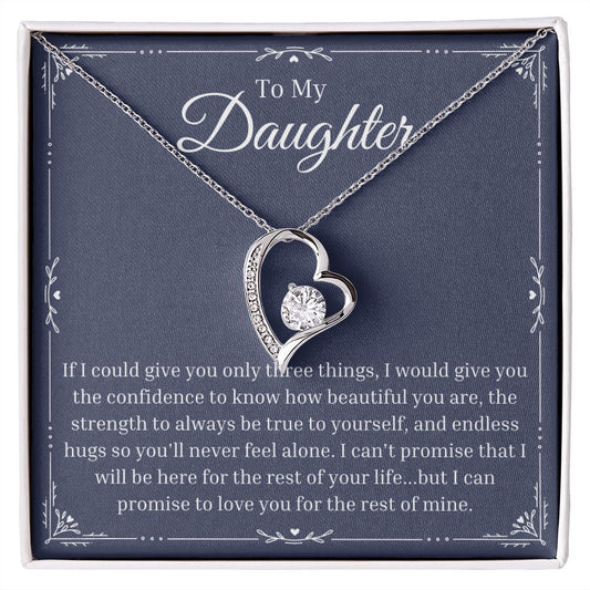 Heart Pendant Necklace w/ message - Gift for Daughter - Silver & Gold