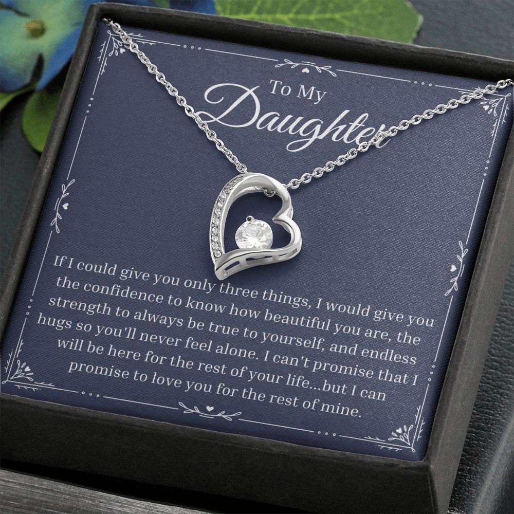 Heart Pendant Necklace w/ message - Gift for Daughter - Silver & Gold