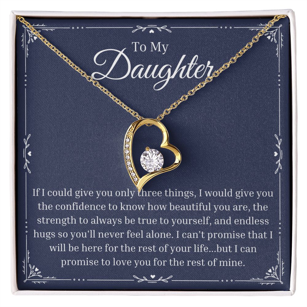 Heart Pendant Necklace w/ message - Gift for Daughter - Silver & Gold